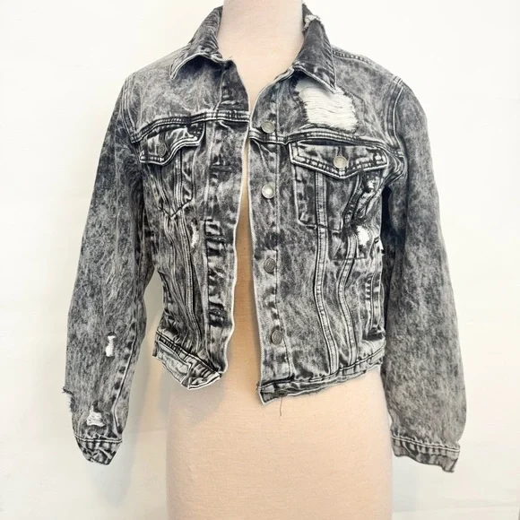 Vervet Denim Time Travel Distressed Classic Denim Jacket Acid Wash Medium - Picture 2 of 5